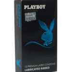 PLAY BOY 12s RIBBED CONDOMS (SKY BLUE)